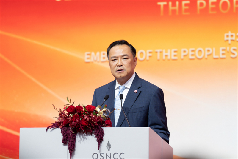 泰国总理兼内政部长阿努廷致辞。中国驻泰国大使馆供图