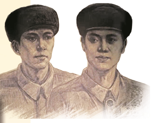 陈淑彬烈士（左）与陈淑标烈士的画像。