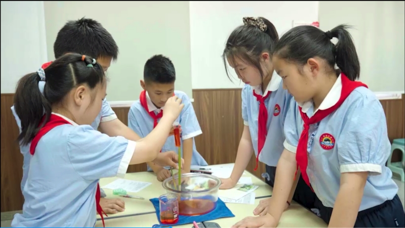 武汉市江岸区岱山小学学生体验小班化教学。