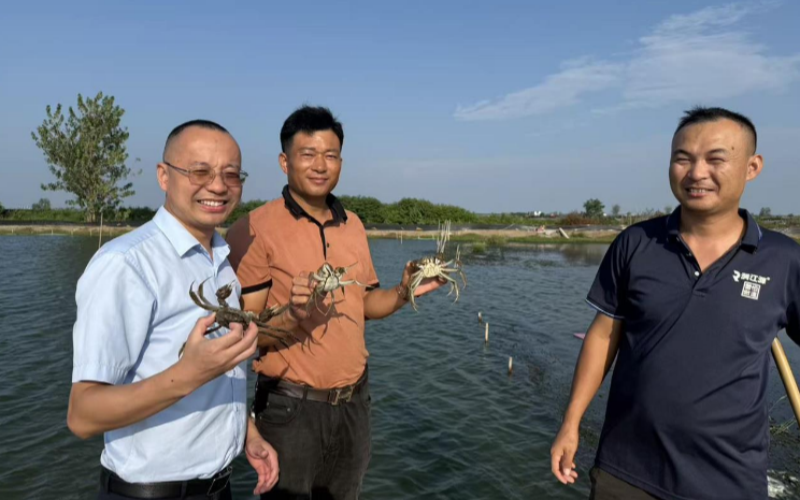 邮储银行汉川市支行客户经理走访水产养殖客户。