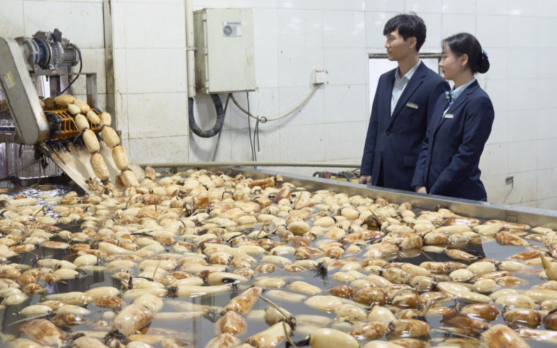 邮储银行工作人员在农业项目现场。