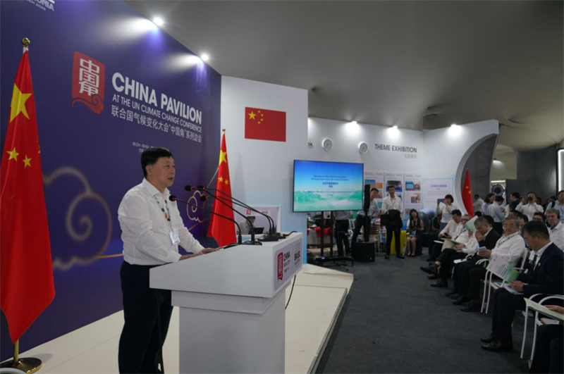 中国代表团团长、生态环境部副部长李高致辞。 主办方供图