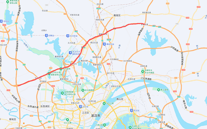 沪蓉高速公路新集至东西湖段改扩建工程路段示意图。